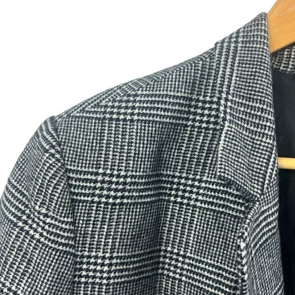 Everlane Oversized Glen Plaid Wool Blazer Size 16 Black Gray Houndstooth - Picture 4 of 14